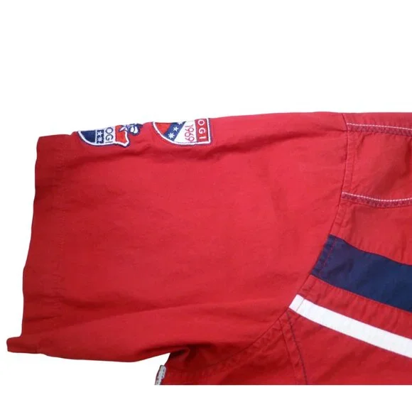 Coogi Red & Navy Vintage Racing 1969 Emblem Short Sleeve Button Shirt Xxl - Picture 11 of 16